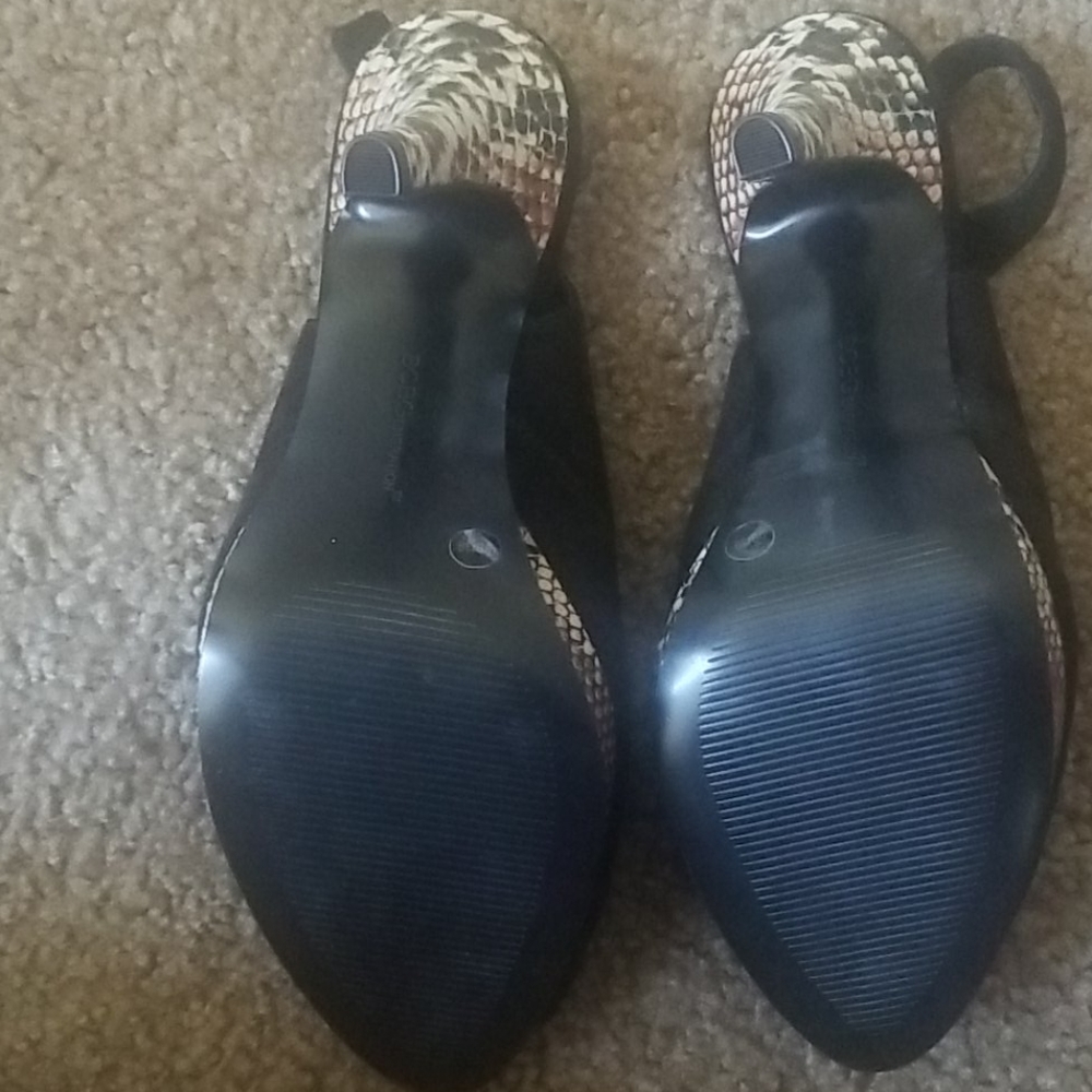 Bcbg Black Suede/Python Trim Open Toe Shoe - image 4
